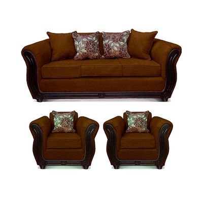 Juego de Living Elegant Detail Girona Sofá 3 Cuerpos + Dos Sillones 1 Cuerpo Café