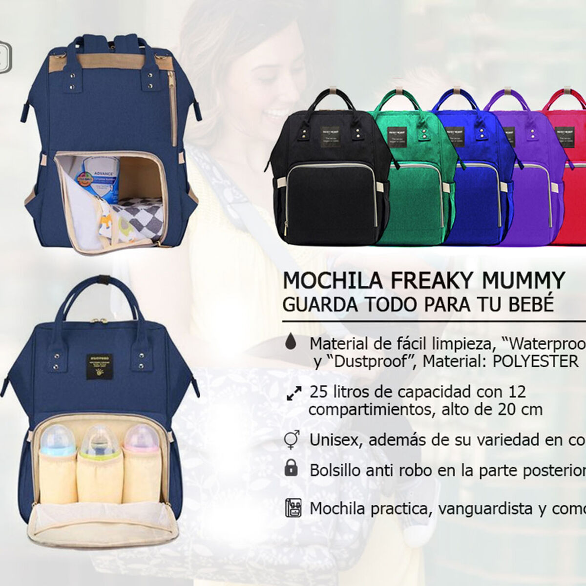 Mochila Pañalera Verde