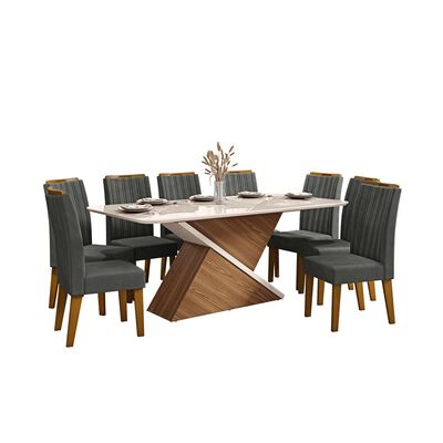 Juego de Comedor Di Poretti Billie 8 Sillas Gris