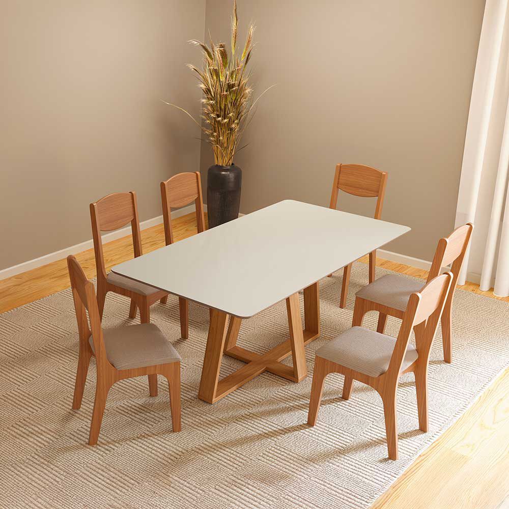 Comedor Decocasa Tm87 6 Sillas Off White Castaño