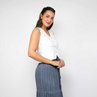 Blusa Lisa Sin Mangas Mujer Alma Blanco