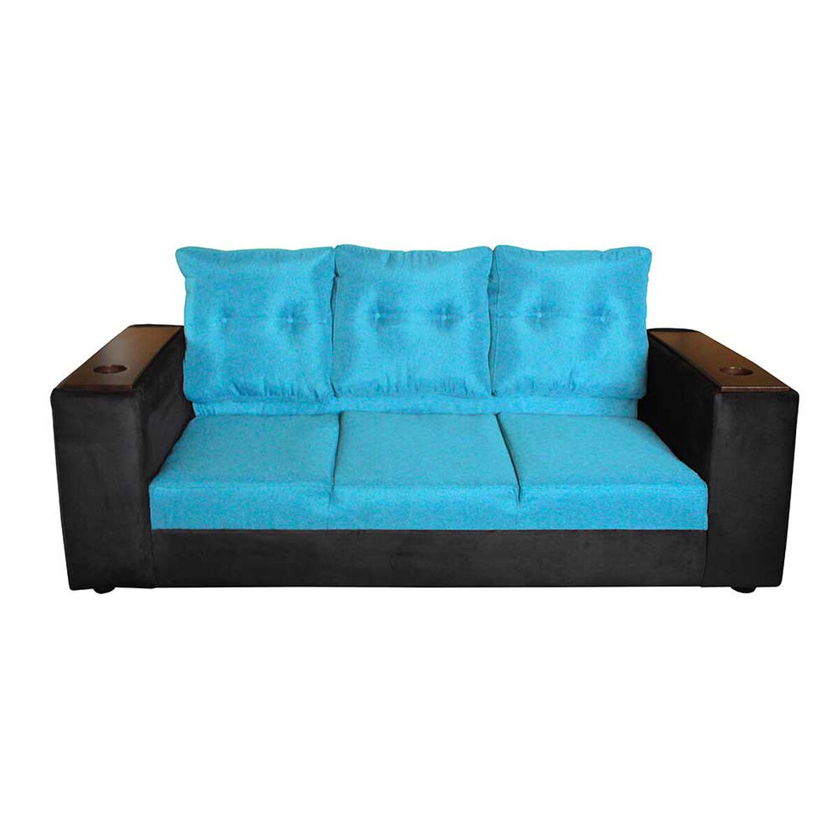 Sof&aacute; Muebles MYM Julietta 3 Cuerpos + Dos Pouf 1 Cuerpo Negro Calipso