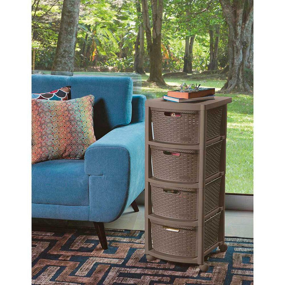 Cajonero&nbsp; Rimax De Rattan 4G Mocca