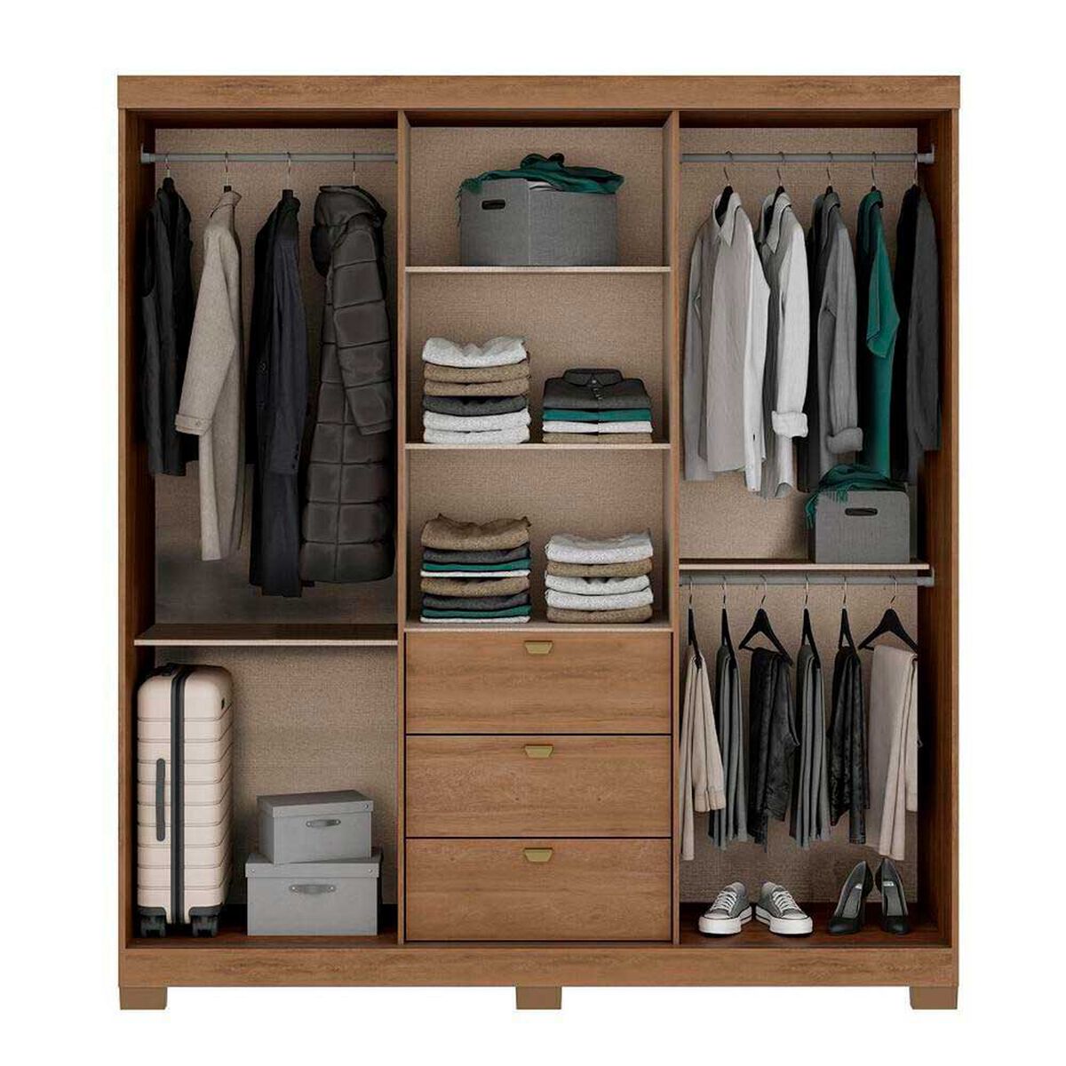 Cl&oacute;set Roca Fit 4 Puertas 3 Cajones Canela