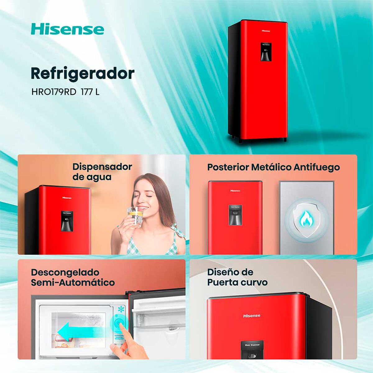 Refrigerador Frío Directo Hisense HRO179RD 177 lts.