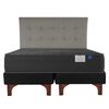 Cama Europea Flex Base Dividida King Black + Respaldo Gris