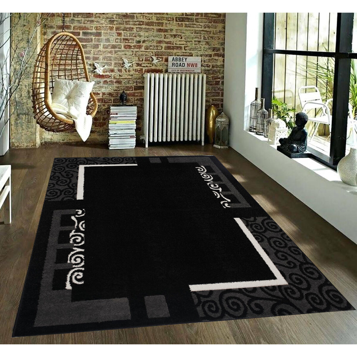 Alfombra Idetex Carved Negro 150 x 200 cm