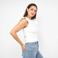 Polera Lisa Sin Mangas Mujer Zibel Blanco, Negro, Oliva, Rojo