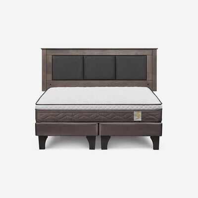 Imagen 1 del producto Cama Europea Rosen Base Dividida 2 Plazas New Style 4 Plus + Respaldo Rachel Gris