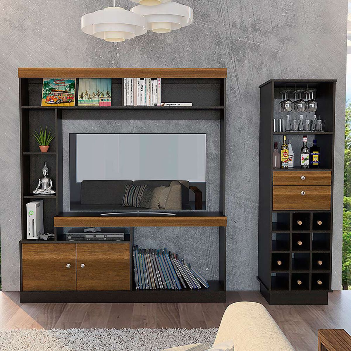 Estante + Mueble de Bar TuHome Clasicc