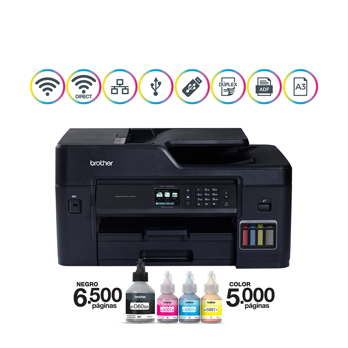 Multifuncional Brother Tinta Continua A3 MFCT4500DW Wi-Fi