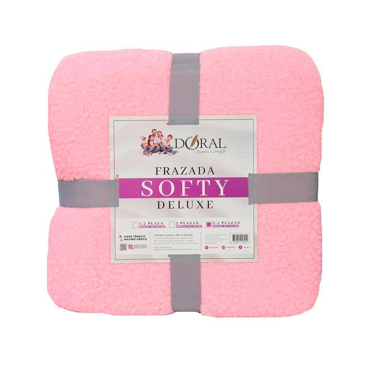 Frazada Poli&eacute;ster Doral King Deluxe Rosado