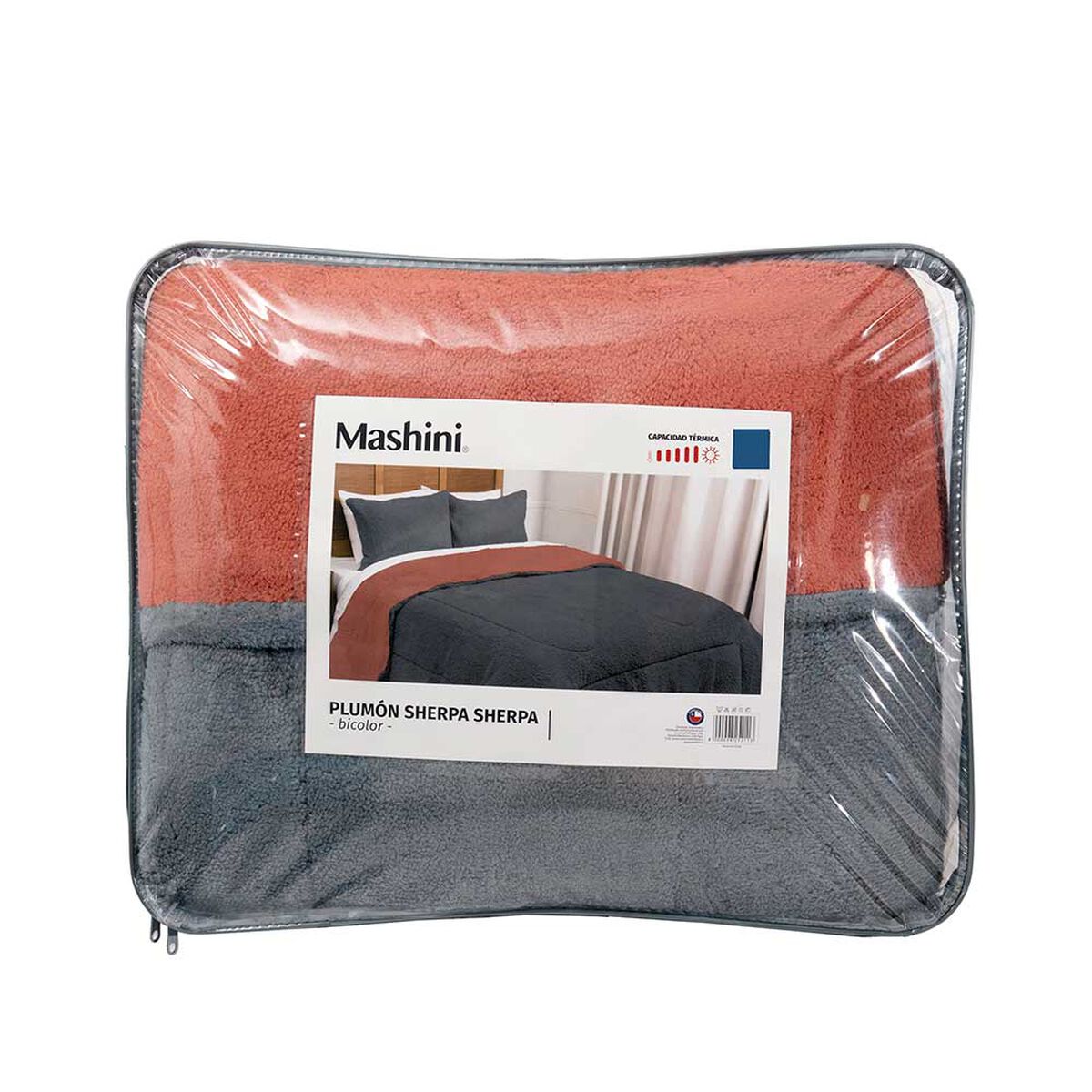 Plumón Mashini 1,5 Plazas Liso Gris