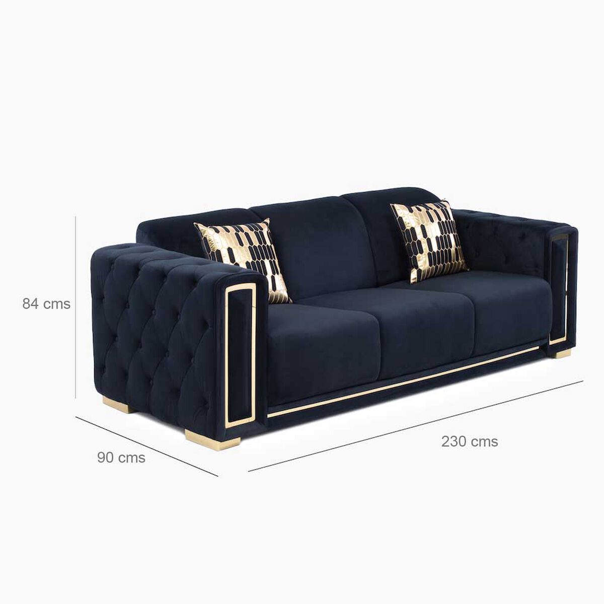 Sof&aacute; Daniels 3 Cuerpos Negro Dorado