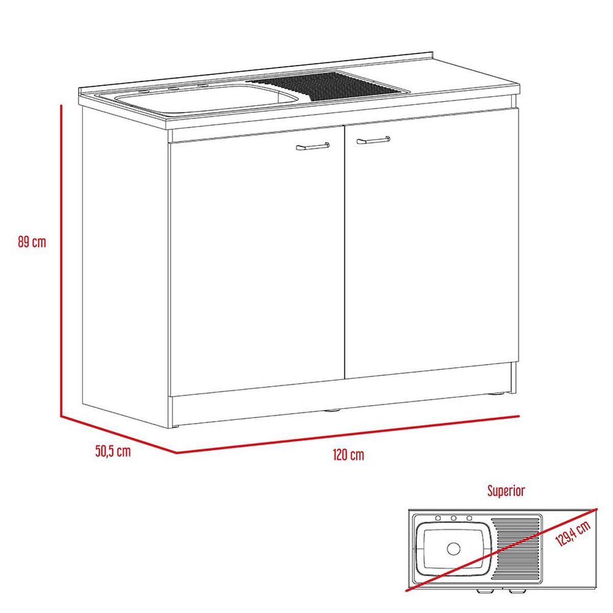 Mueble de Cocina Inferior TuHome Napoles 2 Puertas Blanco
