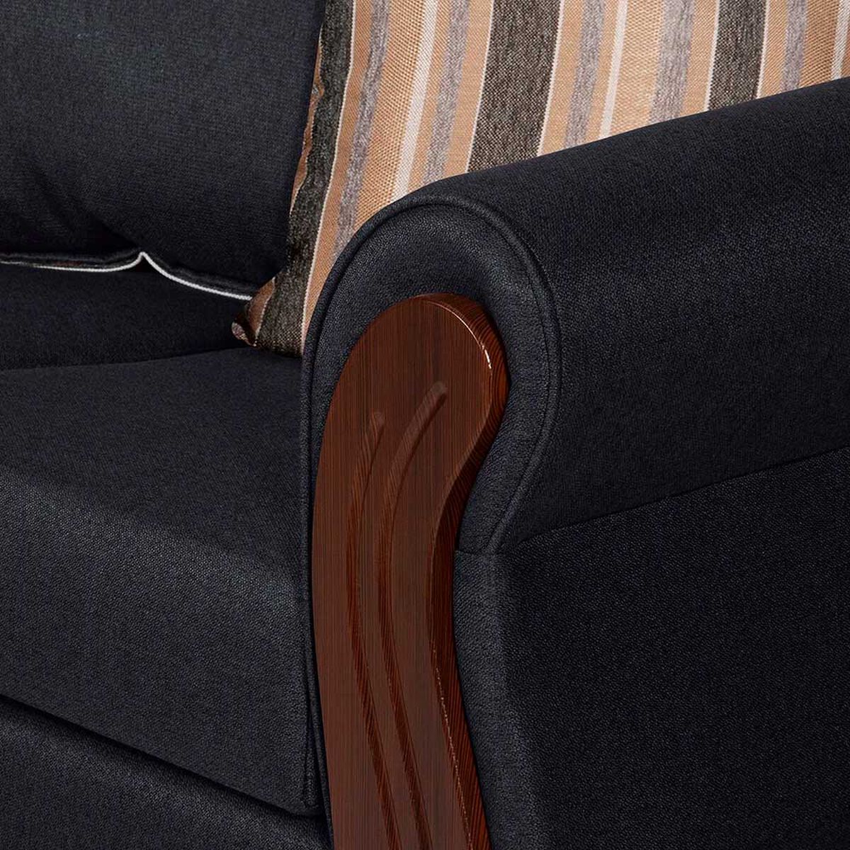 Juego de Living Ruzam Mobel Atenas Sofá 3 Cuerpos + Dos Sillones 1 Cuerpo Lino Marengo