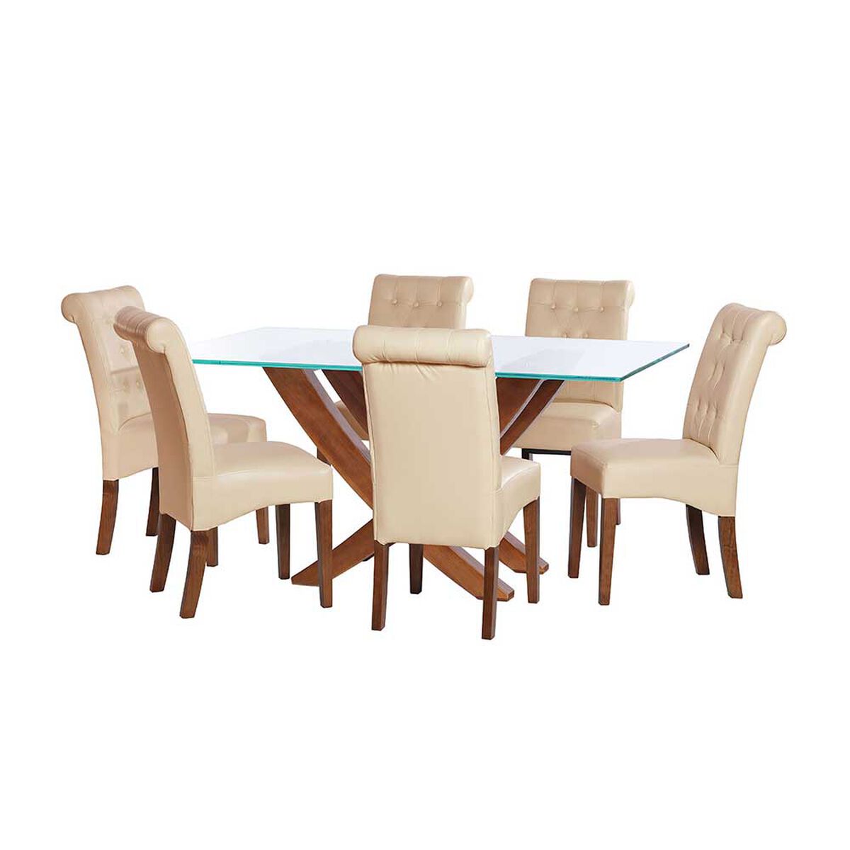 Juego de Comedor Latam Home Alicante 6 Sillas Beige