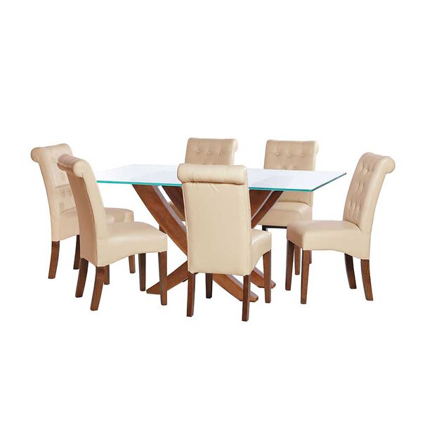 Juego de Comedor Latam Home Alicante 6 Sillas Beige