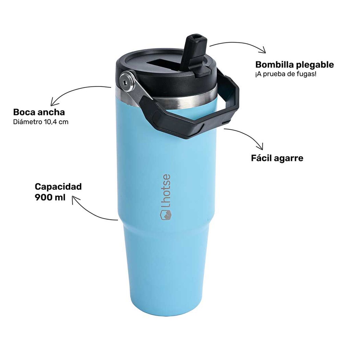 Botella Térmica Insulada Travel Mug 900ml Blue Lhotse