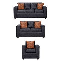 Juego de Living Black Factory Ezeiza Sofá 3 Cuerpos + Sofá 2 Cuerpos + Sillón 1 Cuerpo Negro