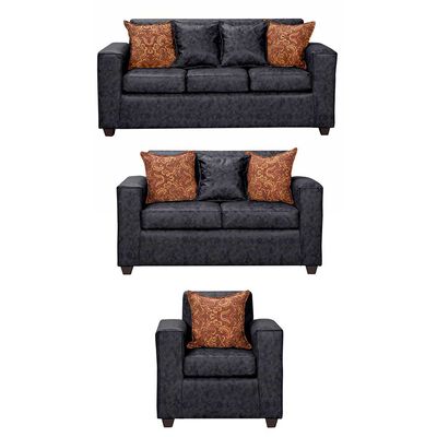 Imagen 1 del producto Juego de Living Black Factory Ezeiza Sofá 3 Cuerpos + Sofá 2 Cuerpos + Sillón 1 Cuerpo Negro