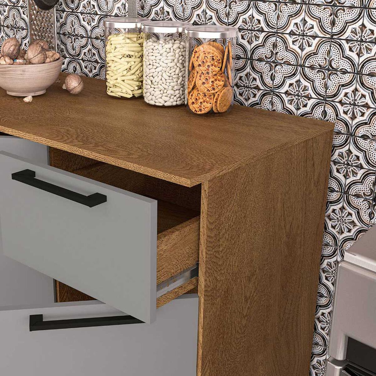 Mueble de Cocina Vekkahome Madri 1 Caj&oacute;n 9 Puertas Gris
