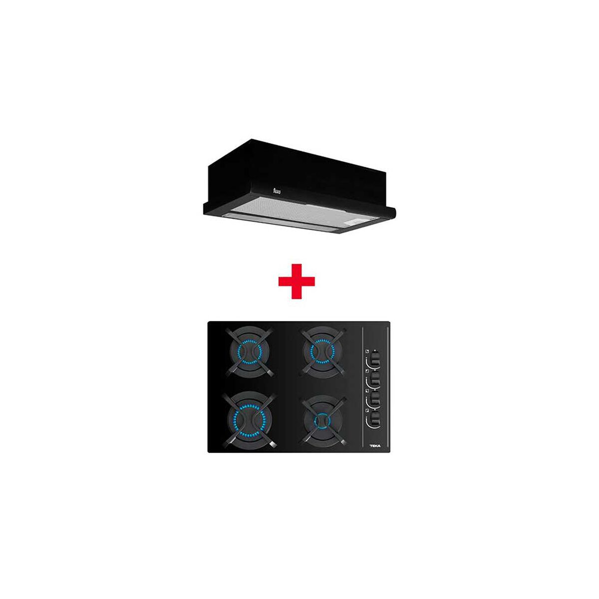 Combo Empotrado Teka Encimera GBC 64003 KBB - Campana TL 6310 Encimera negro; Campana: Negro