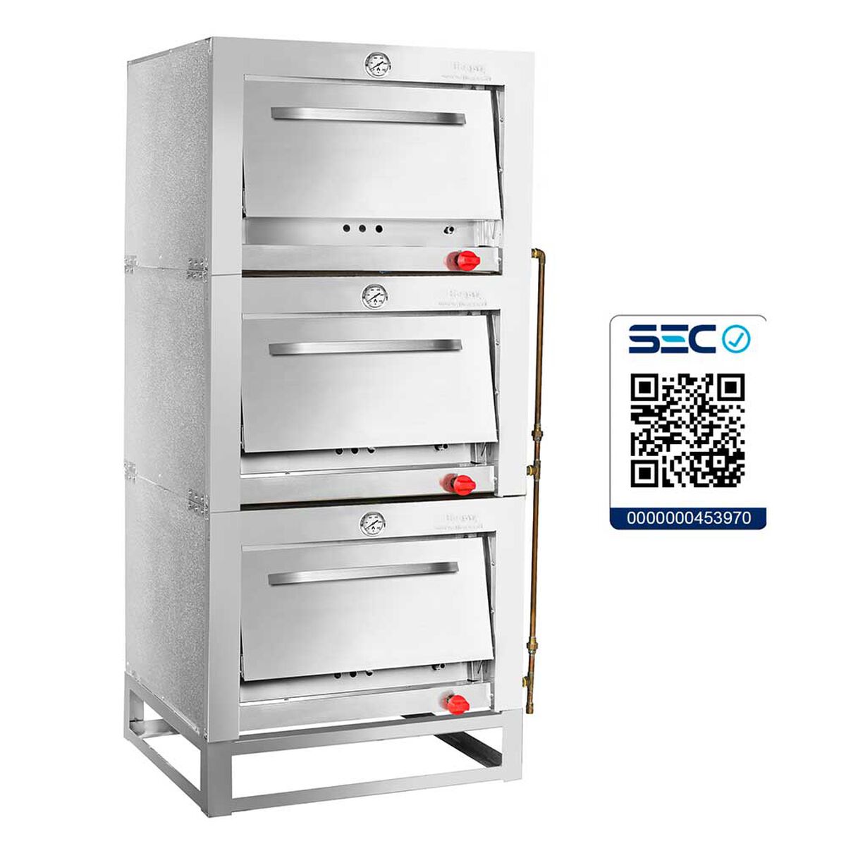 Horno Semi Industrial Ticgas 3 Cámaras Inox 65x65 Gas Natural