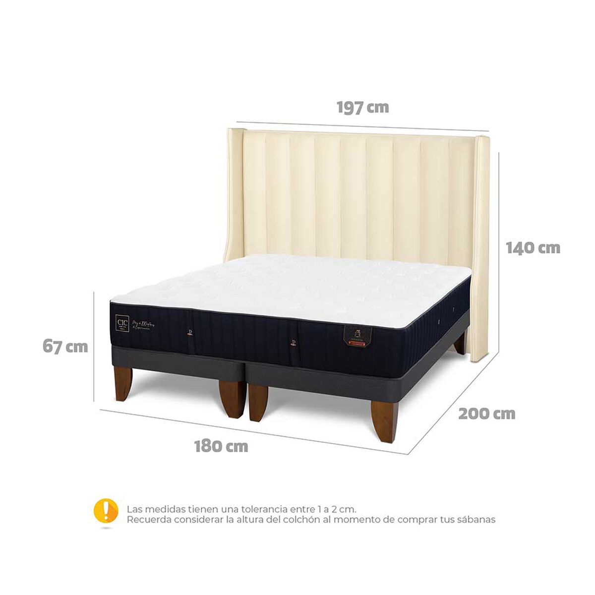 Cama Europea CIC Base Dividida King Premium + Respaldo Panaro