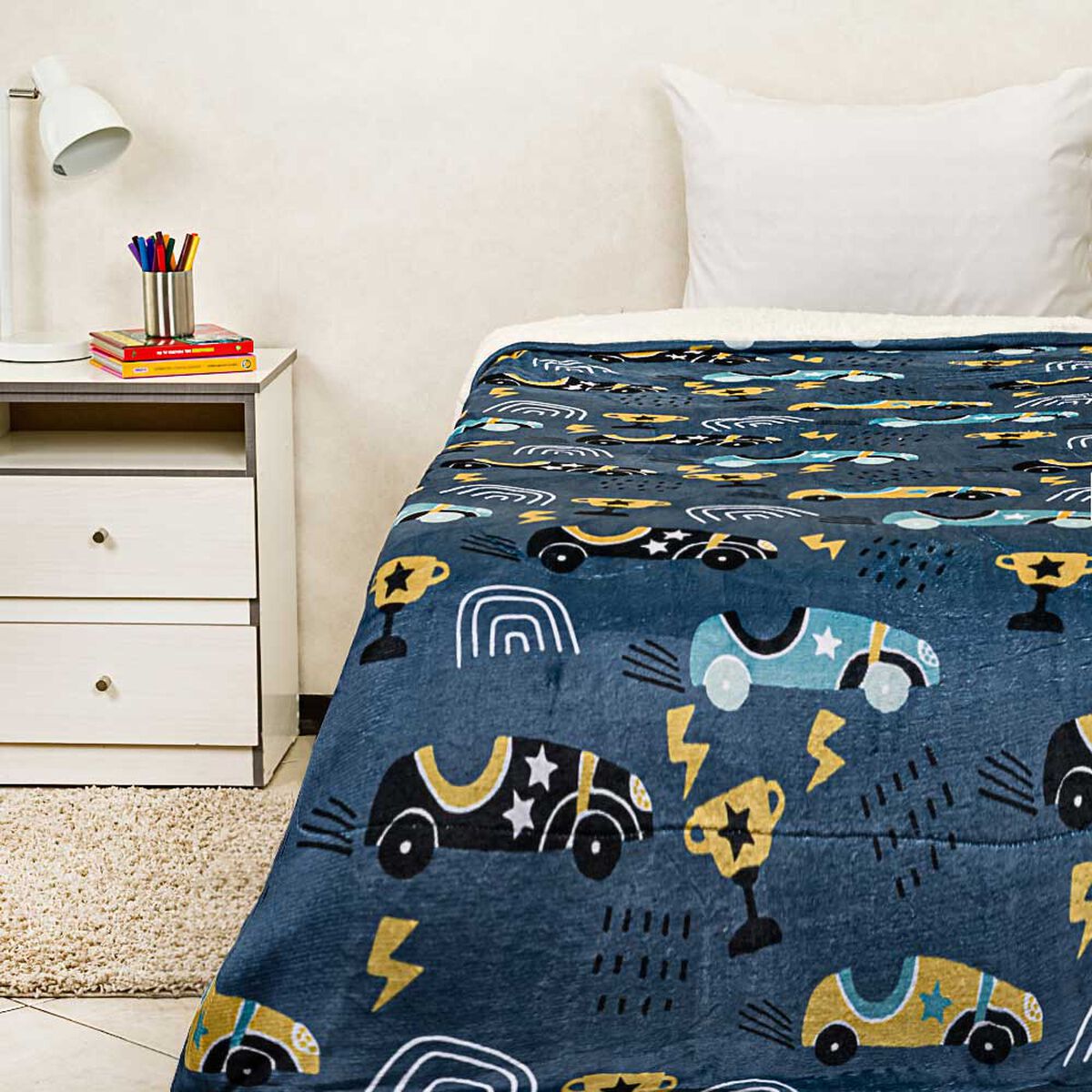 Frazada Infantil Flannel Sherpa Infantil Casanova Kids 1,5 Plazas Cars