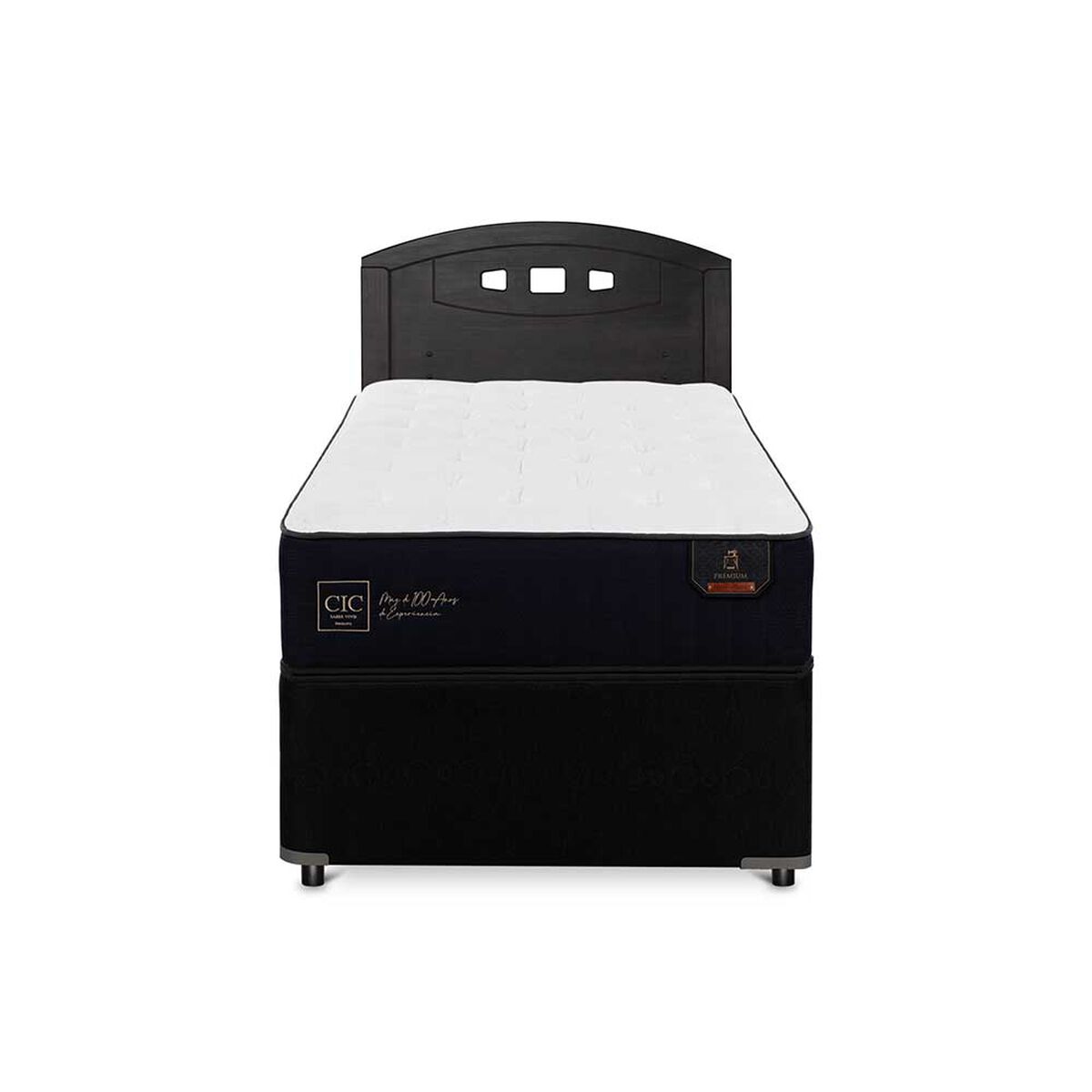Cama Nido CIC 1,5 Plazas Premium + Respaldo Gales Negro