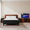 Combo Cama Europea Celta 2 Plazas + Respaldo + 2 Veladores + Pack Almohadas + Smart TV LED 43" Caixun FHD