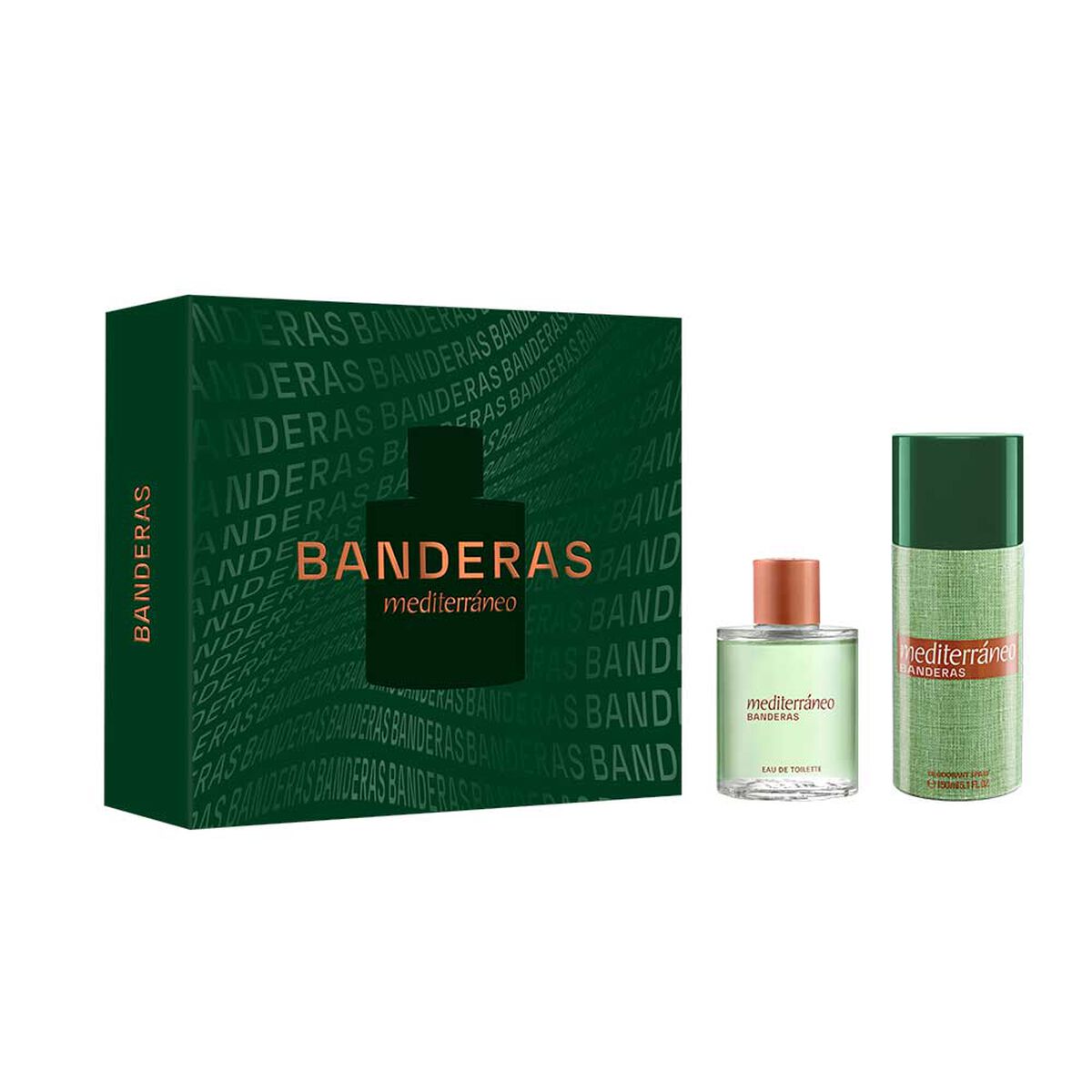 Set Perfume Antonio Banderas Hombre Mediterr&aacute;neo Eau de Toilette 100 ml + 24h Desodorante Spray 150 ml