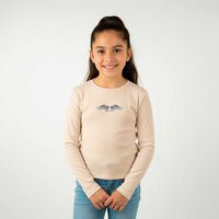 Polera Manga Larga Niña Mila Beige, Blanco