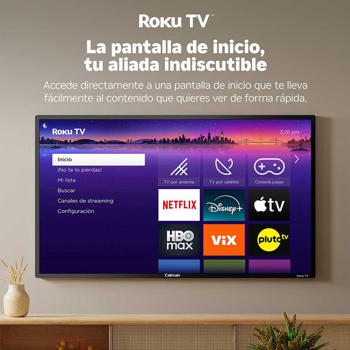 Combo Sof&aacute; Cama Casanova Kara 3 Cuerpos Verde + Rack TV Casanova Catar + Smart TV LED 50" Caixun 4K UHD Roku C50V1UR