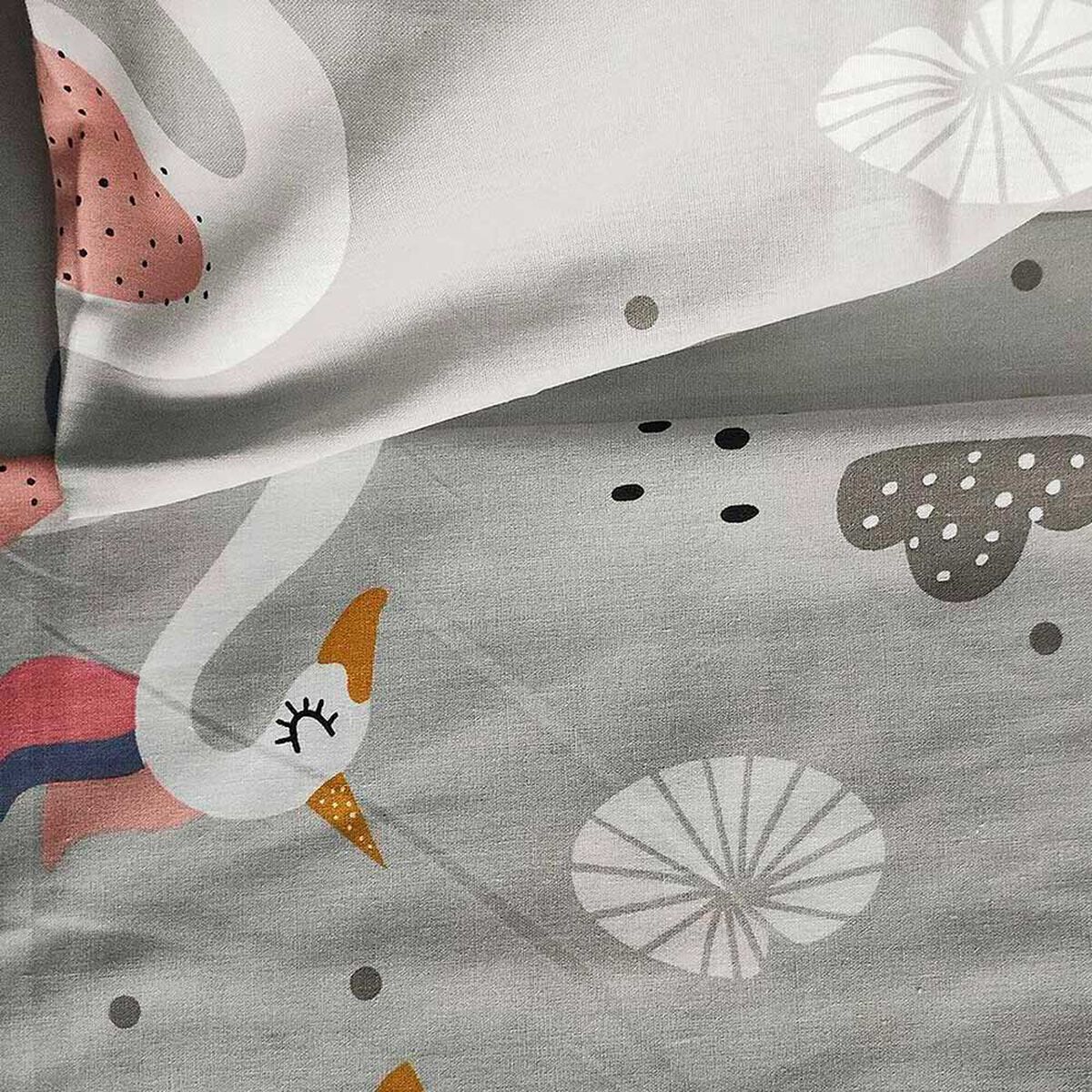 Juego de S&aacute;banas Infantil Illusions 144 Hilos 1,5 Plazas Swan Gris