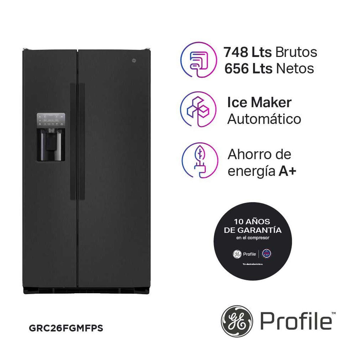 Refrigerador Side by Side General Electric GRC26FGMFPS 656 lts.