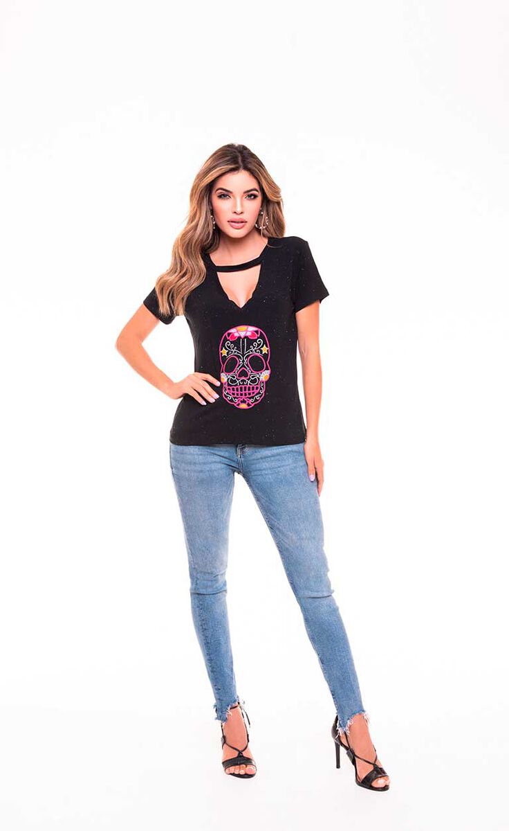Polera Chocker Mujer Rock Caviar