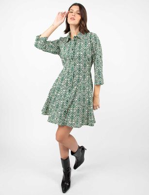 Imagen 2 del producto Vestido Estampado Corto Manga 3/4 Mujer Zibel Color-1, Color-2, Negro