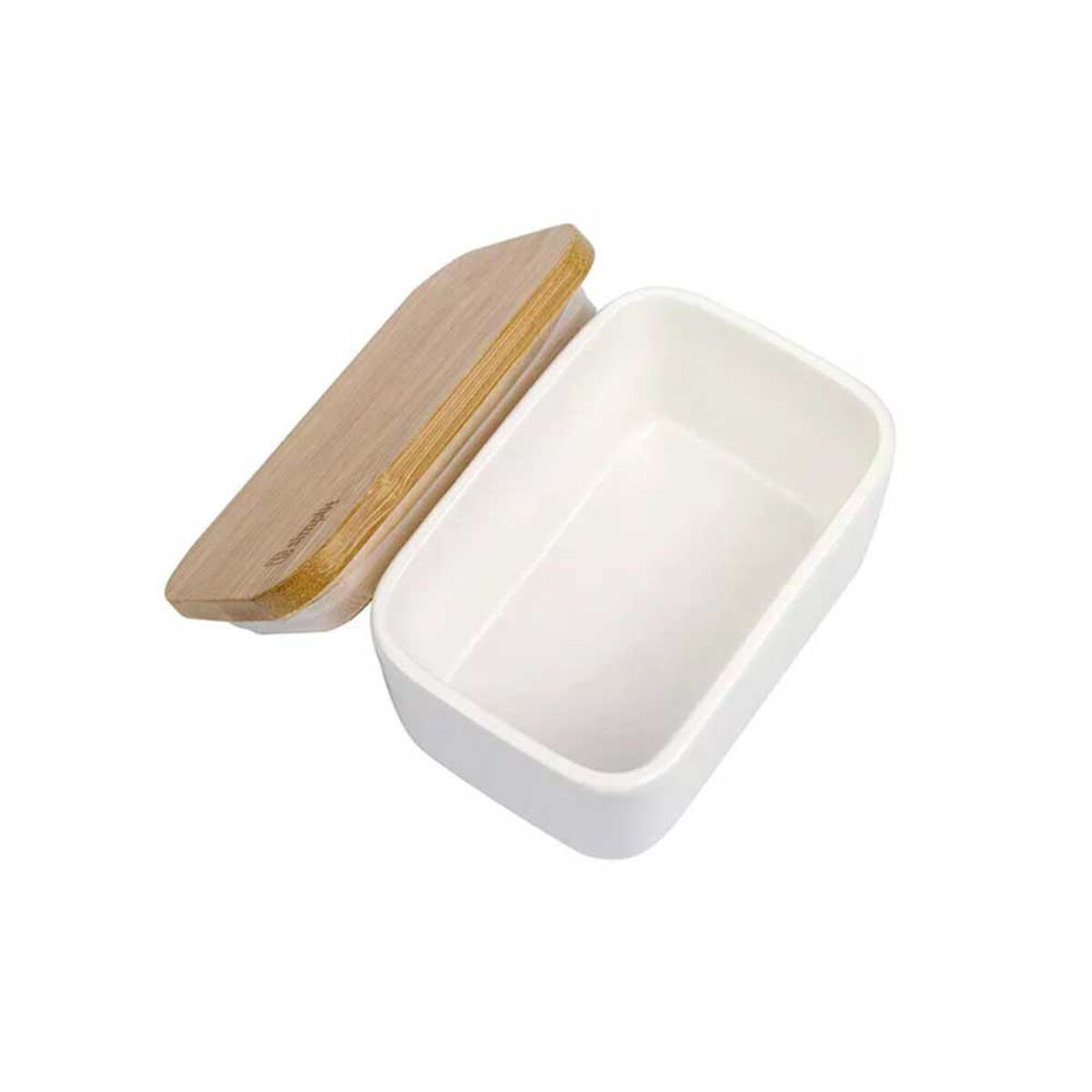 Mantequillero de Cerámica Tapa Bamboo 300 ml Simplit Blanco