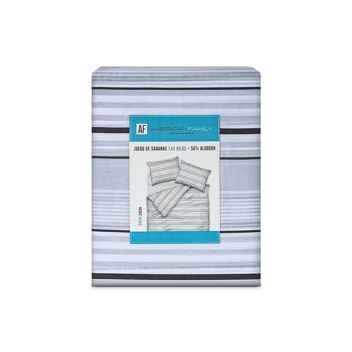 Juego de S&aacute;banas American Family 1 Plaza 144 Hilos Zircon Gris