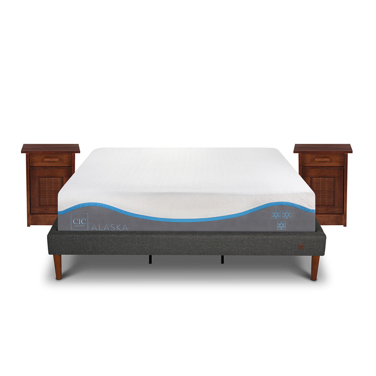 Cama Europea CIC King Alaska + 2 Veladores