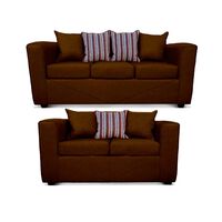 Juego de Living Elegant Detail Santa Fe Sofá 3 Cuerpos + Sofá 2 Cuerpos Café