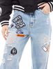Jeans Con Parches Recto Mujer Icono