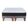 Cama Europea Latam Home Base Dividida 2 Plazas Zen Top Foam Hybrid Velvet Gris