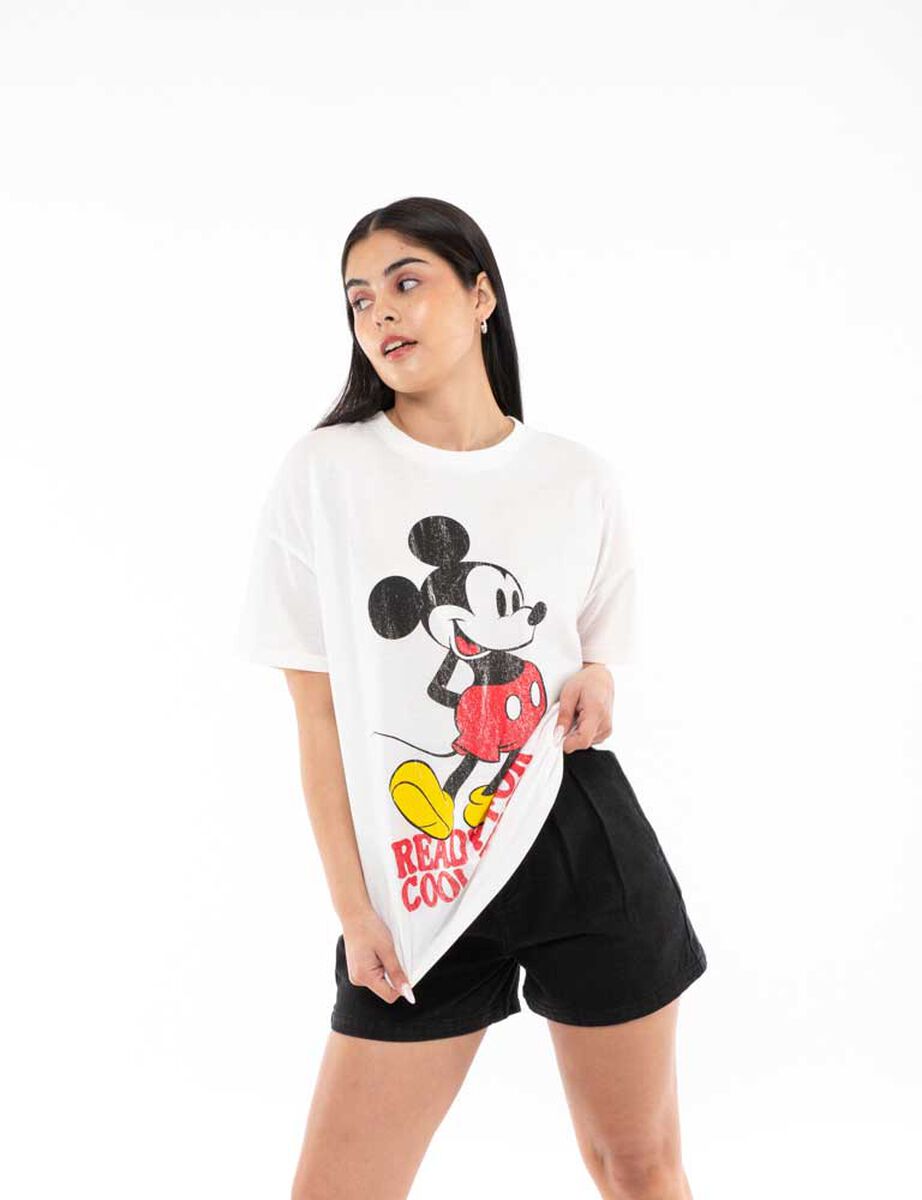 Polera Con Dibujo Animado Oversized Manga Corta Mujer Icono