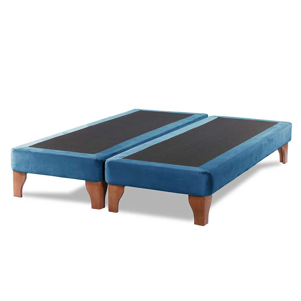 Base Europea Dividida Latam Home 2 Plazas Zen Tela Velvet Azul Petroleo