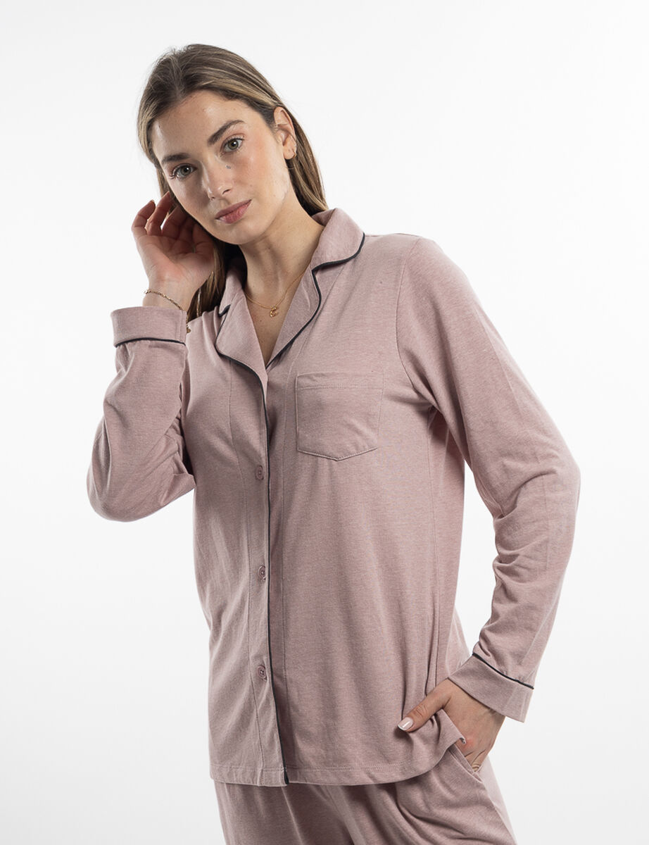 Pijama Camisero Manga Larga Jersey Mujer Zibel