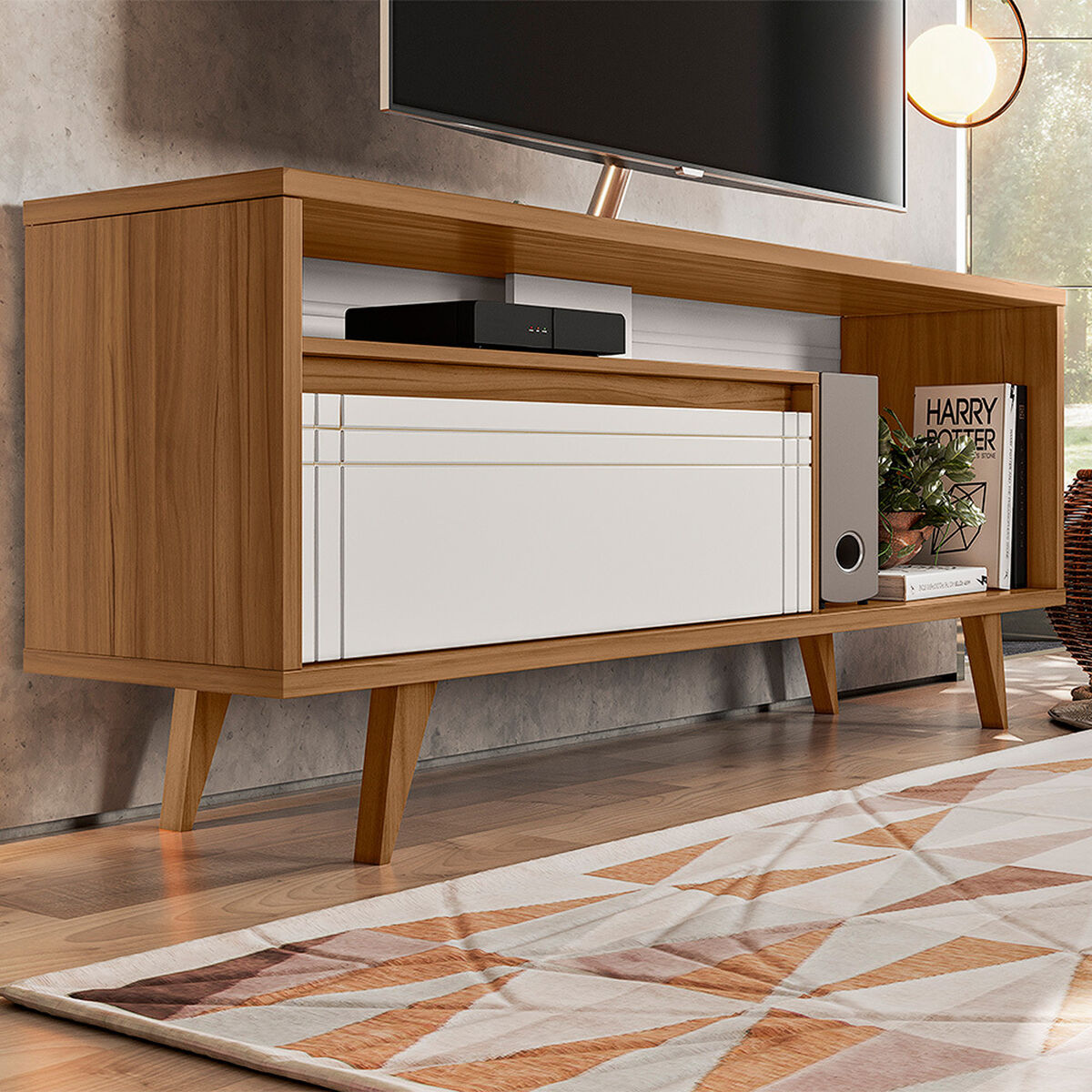 Rack TV Home Mobili Spot Hasta 60" Beige Blanco