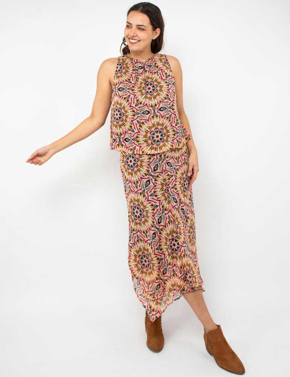 Falda Maxi Estampada Mujer Alma